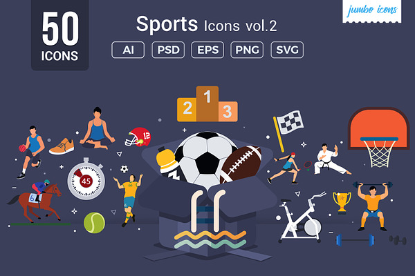 Flat Vector Icons Sports Pack V2