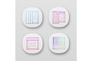 Window treatments app icons set