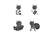 Bot types glyph icons set
