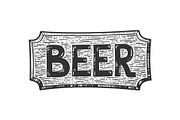 beer wooden signboard sketch vector