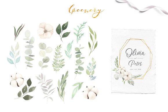 Watercolor Greenery Eucalyptus Set in Graphics - product preview 1