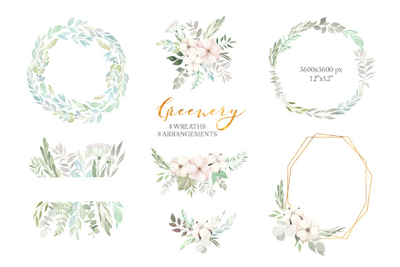 Watercolor Greenery Eucalyptus Set in Graphics - product preview 3