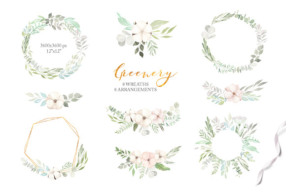 Watercolor Greenery Eucalyptus Set in Graphics - product preview 4