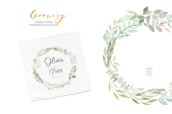 Watercolor Greenery Eucalyptus Set in Graphics - product preview 5