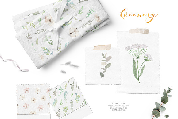 Watercolor Greenery Eucalyptus Set in Graphics - product preview 11