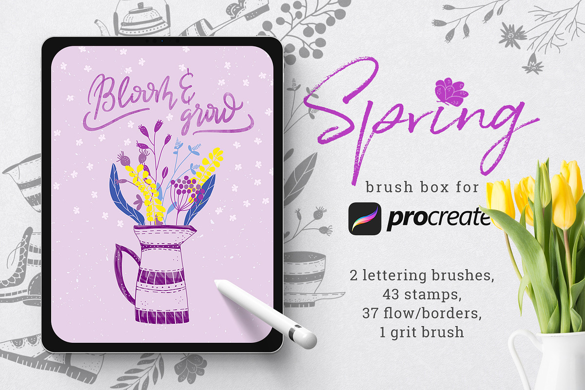 Spring brush box for Procreate in Add-Ons - product preview 8