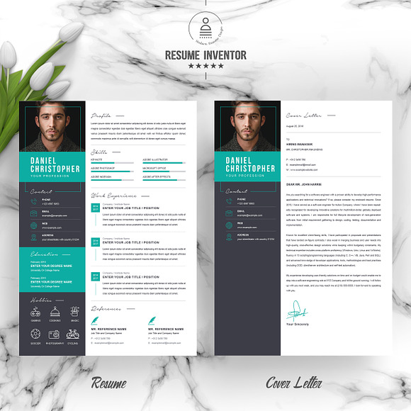 Modern Resume Template, Cover Letter in Letter Templates - product preview 1