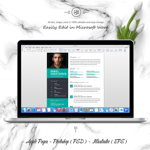 Modern Resume Template, Cover Letter in Letter Templates - product preview 3
