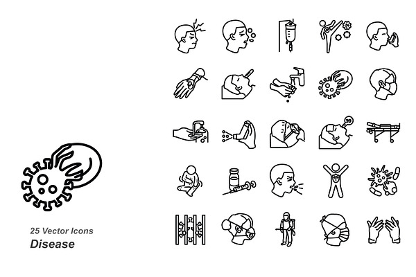 Disease outlines vector icons