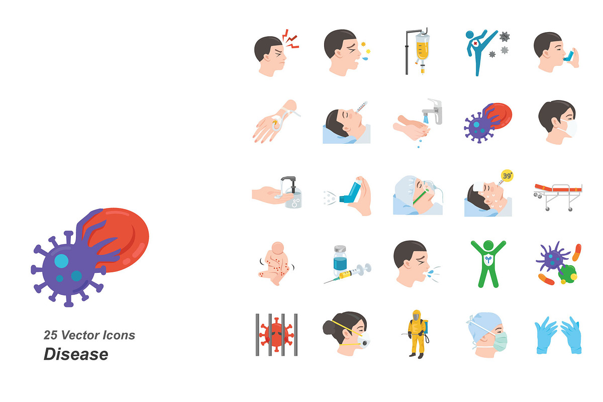 Disease color vector icons in Icons - product preview 8