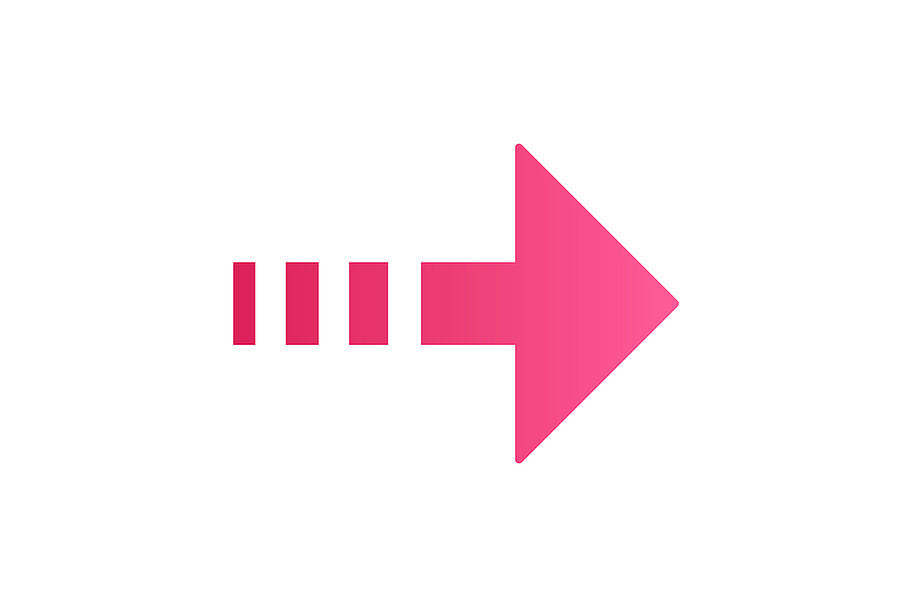 Pink arrow with dotted line icon