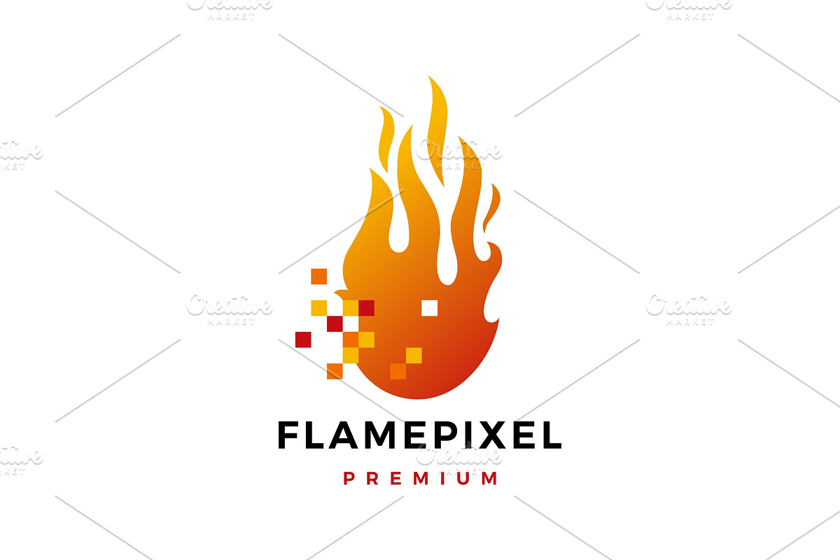 pixel flame fire digital logo vector in Logo Templates - product preview 8