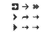 Right arrows glyph icons set