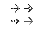 Arrow types glyph icons set