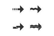 Forward arrows glyph icons set