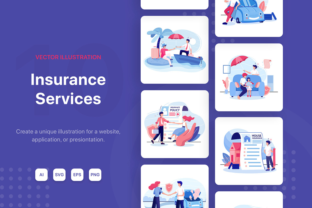 M51_Insurance Services Illustrations in Illustrations - product preview 8