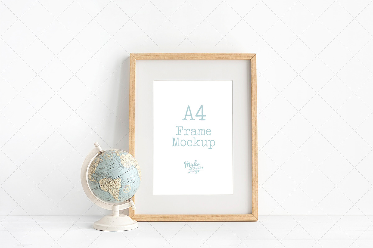 A4 Wooden Frame mockup in Print Mockups - product preview 8