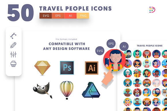 Travel People Icons in Icons - product preview 7