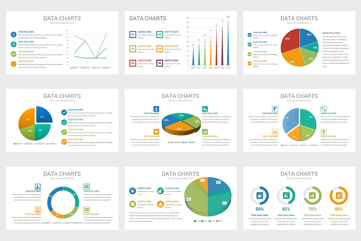 Data Charts PowerPoint Template Creative PowerPoint Templates