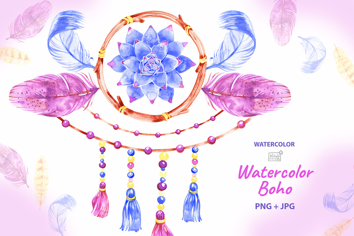 Boho dreamcatcher clipart in Illustrations - product preview 8