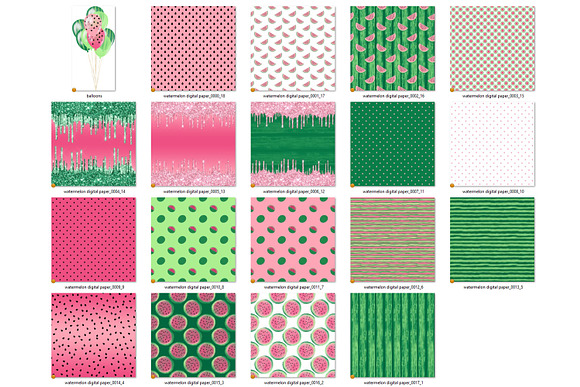 Watermelon Party Digital Paper in Patterns - product preview 4