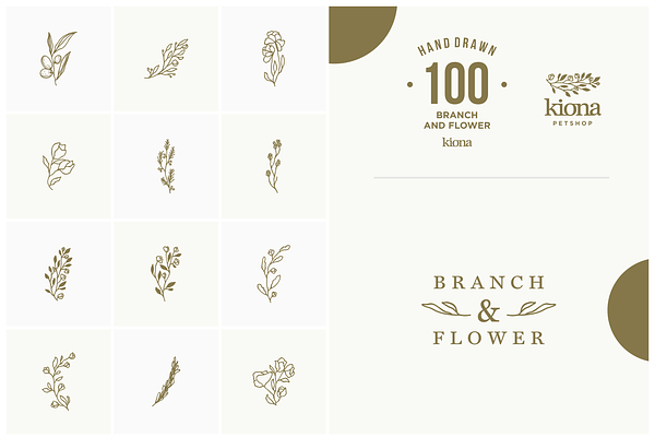Hand Drawn Branch and Flower (VOL 2)