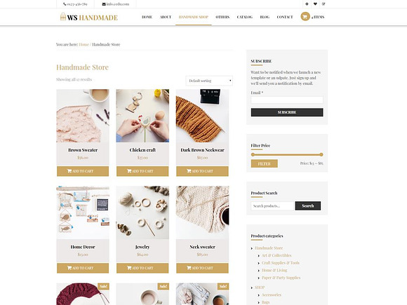 WS Handmade Responsive wordpress in WordPress Commerce Themes - product preview 2