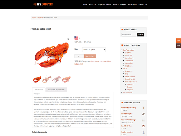 WS Lobster Restaurant WordPress in WordPress Commerce Themes - product preview 2