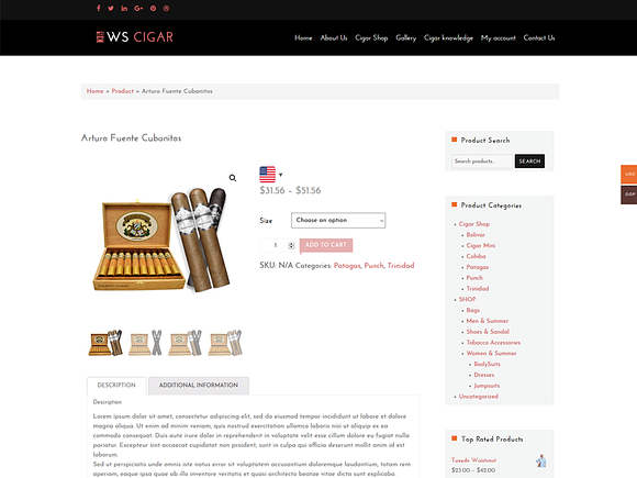 WS Cigar Shop Woocommerce WordPress in WordPress Commerce Themes - product preview 2