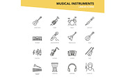 Vector set of linear icons - Musical