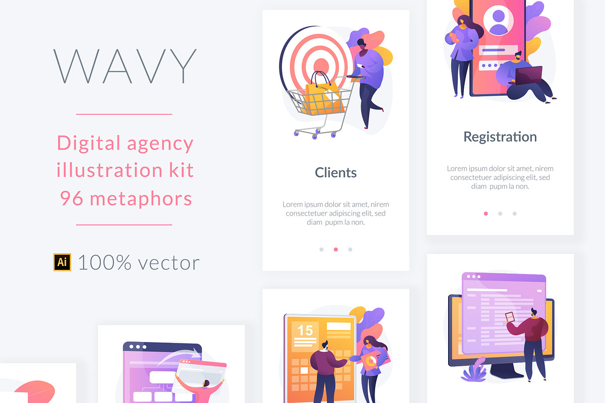 Digital agency illustration pack in Web Elements - product preview 8