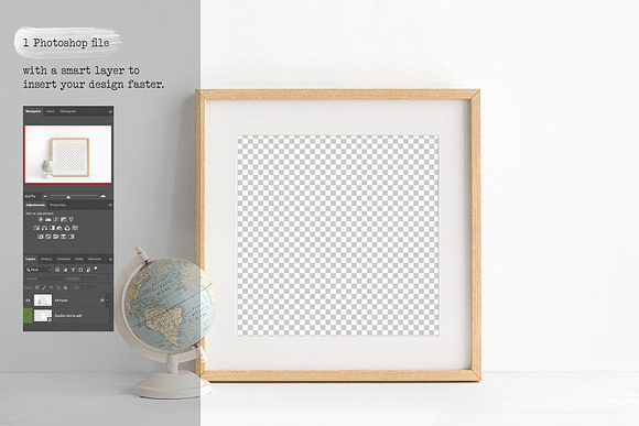 Square wooden frame mockup in Print Mockups - product preview 2