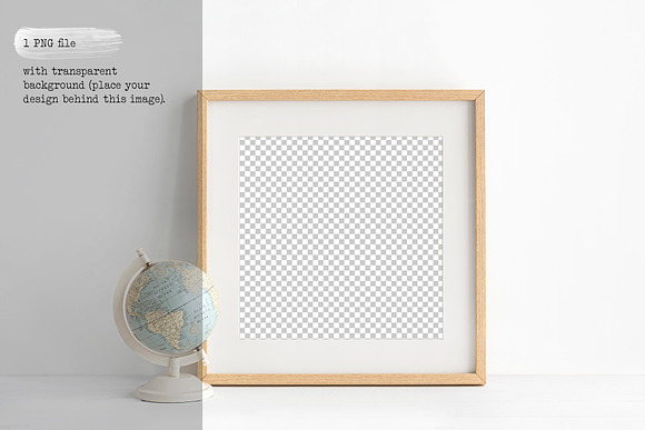 Square wooden frame mockup in Print Mockups - product preview 3
