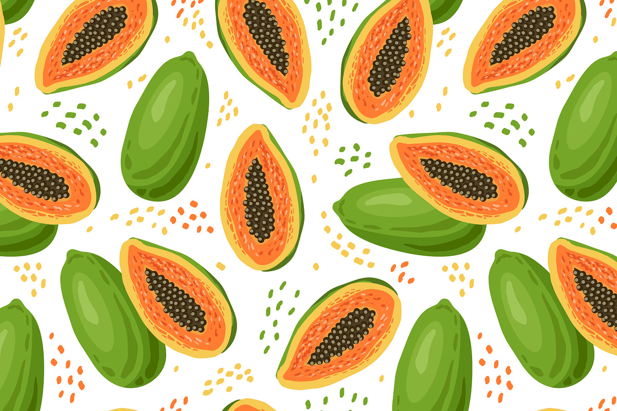 Papaya seamless pattern. Vector in Patterns - product preview 8
