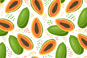 Papaya seamless pattern. Vector