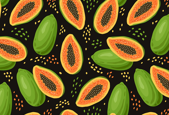 Papaya seamless pattern. Vector in Patterns - product preview 2
