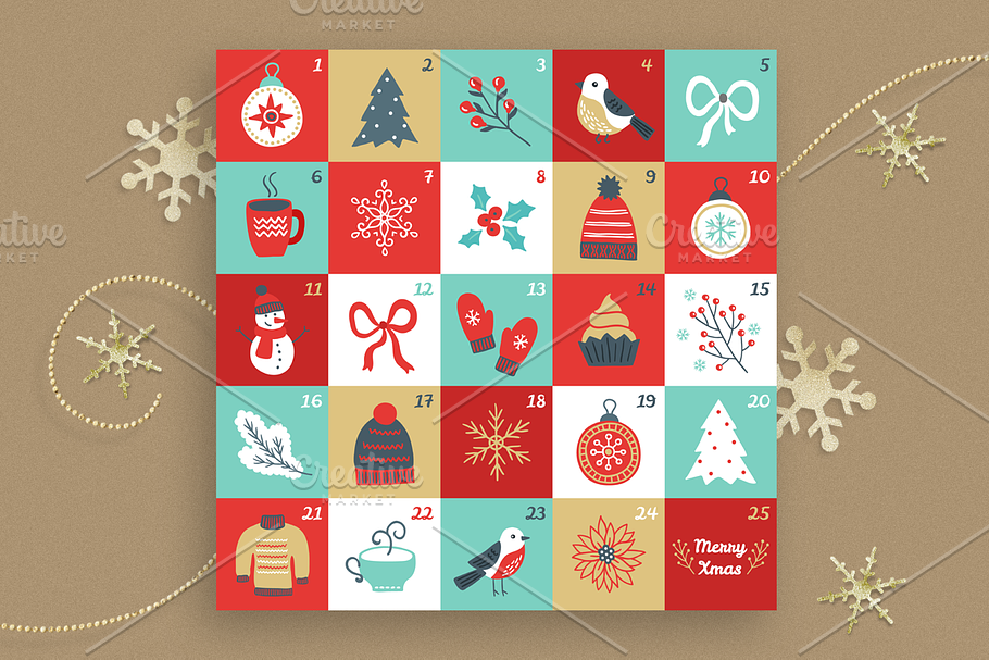 Christmas Advent Calendar in Calendar Icons - product preview 8