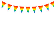 Gay pride flags festive on white bac