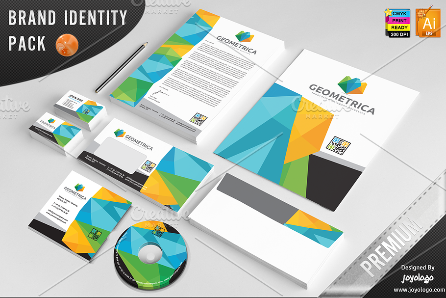 3D Geometric Polygonal Identity Temp in Stationery Templates - product preview 8