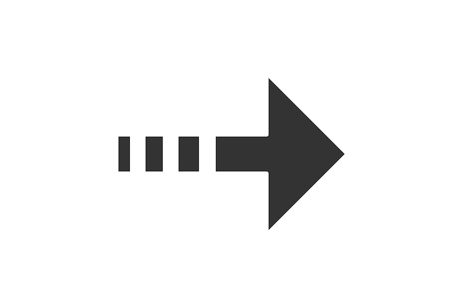Arrow with dotted line glyph icon