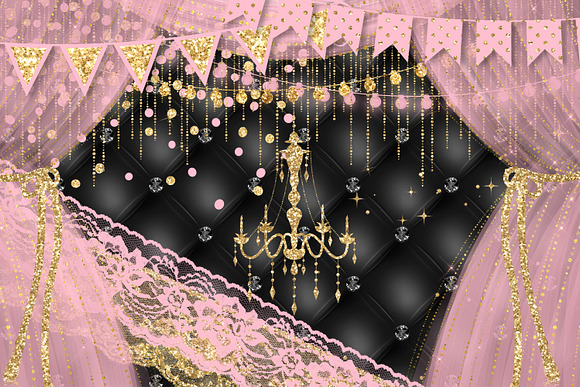 Pink & Gold Party Decorations in Illustrations - product preview 1