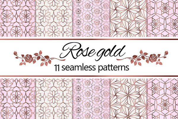 Rose Gold Geometric Floral Patterns