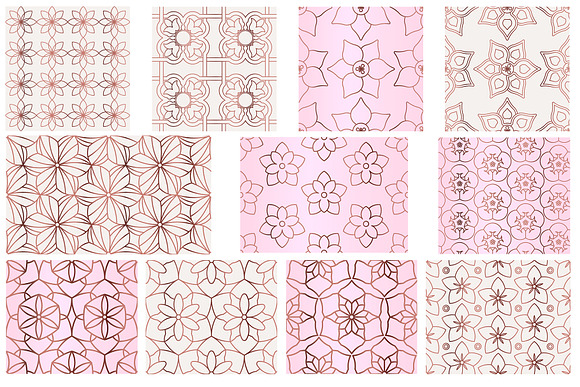 Rose Gold Geometric Floral Patterns in Patterns - product preview 1