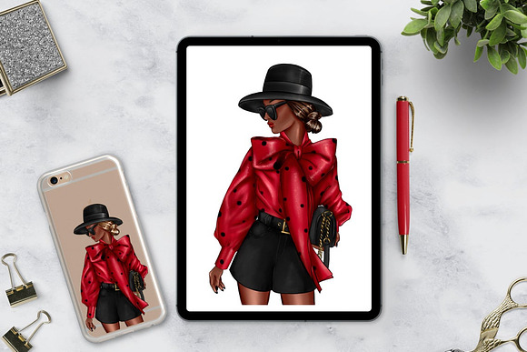 Fashion Spring Girl Clipart in Illustrations - product preview 4