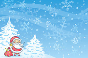 cartoon santa with a blue background