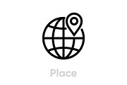 Place pointer location globe earth