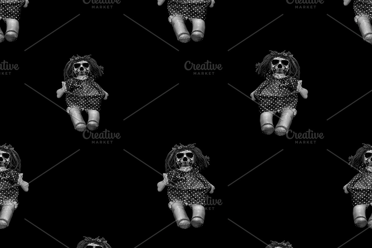 Skull Doll Motif Seamless Pattern in Patterns - product preview 8