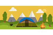 Campsite place in forest vector