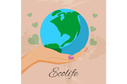 Ecolife with human hands holding
