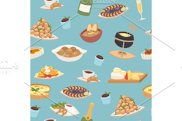 French cuisine seamless pattern